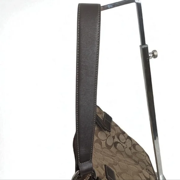 Coach 3577 Vintage Signature Canvas Shoulder Bag Leather Trim Buckle 2005 - Picture 11 of 16